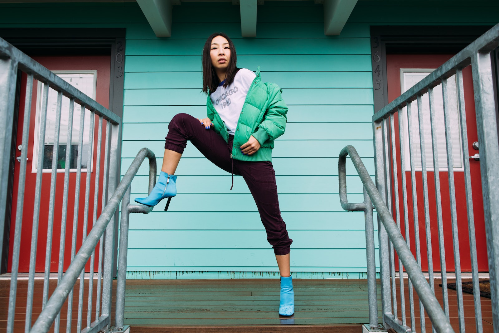 Woman Wearing Green Jacket